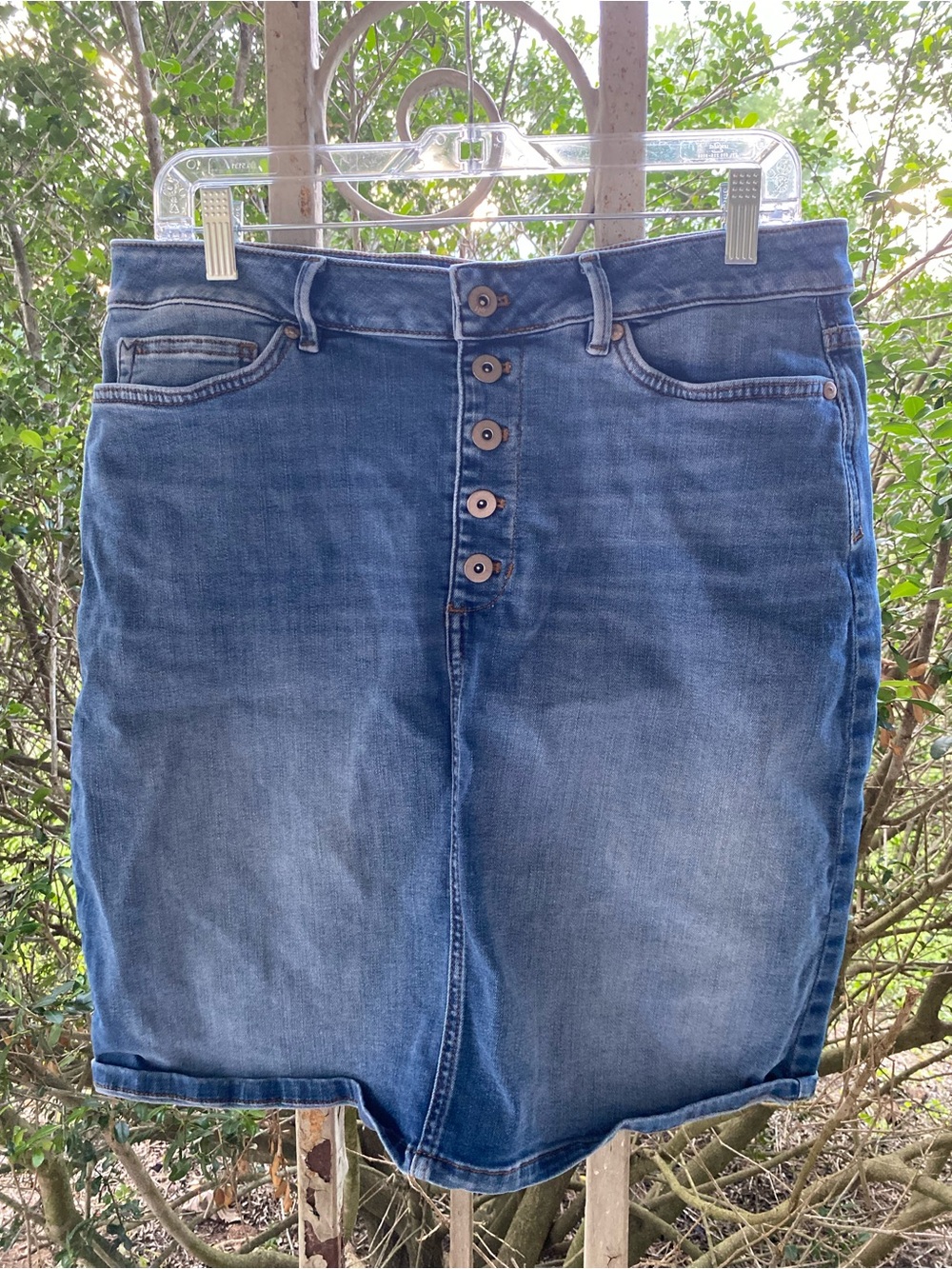 J Jill Denim Button-Front Jean Skirt